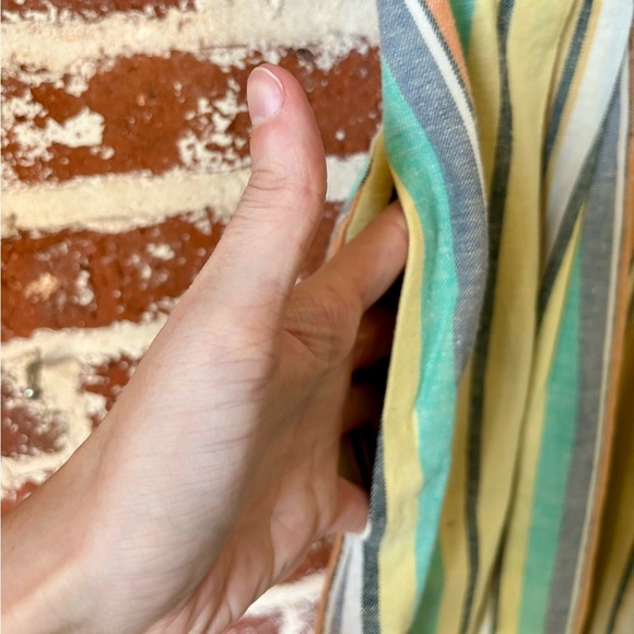 Anthropologie Odille Striped linen blend multi color knee length skirt w/pockets - Picture 6 of 7
